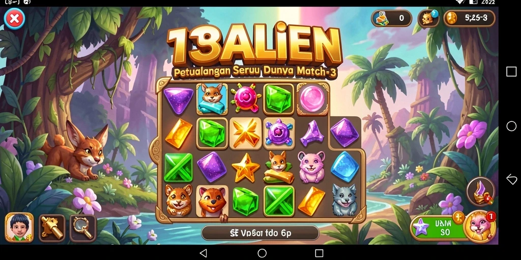 Tampilan gameplay seru dengan elemen Match-3 yang menantang.