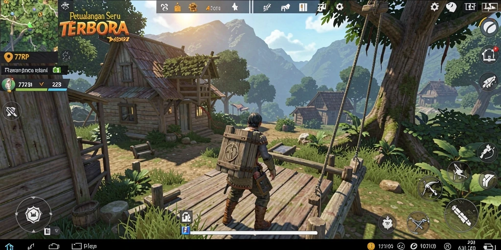 Screenshot gameplay 77RP menampilkan eksplorasi dunia terbuka yang penuh petualangan.