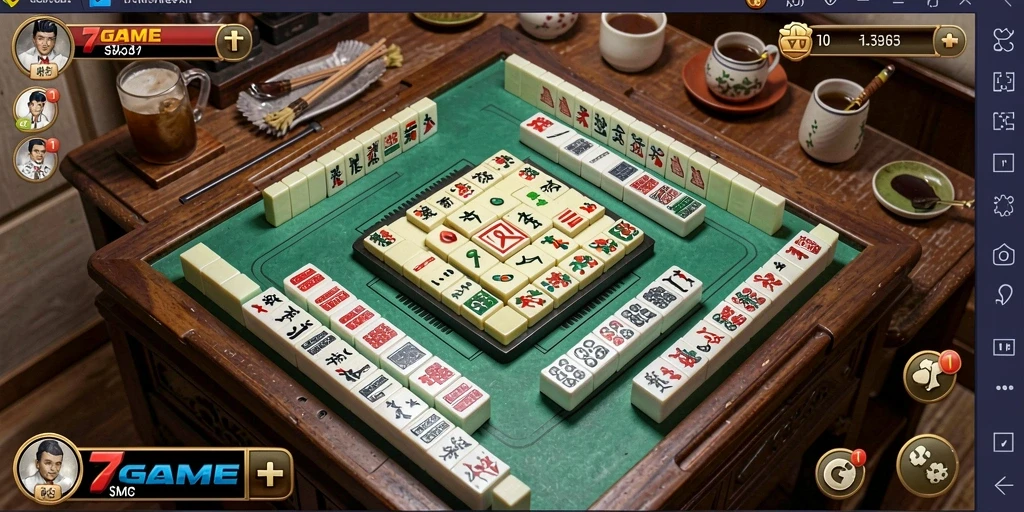 Screenshot gameplay 7GAME yang menunjukkan level Mahjong yang mengasyikan.
