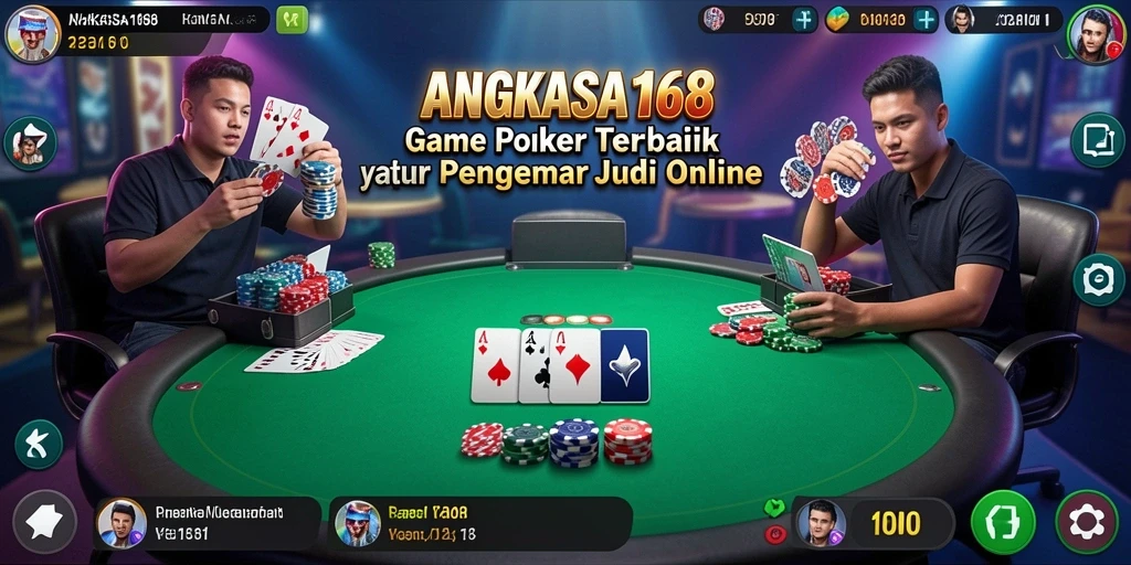 Screenshot gameplay ANGKASA168 menampilkan suasana permainan Poker yang seru.