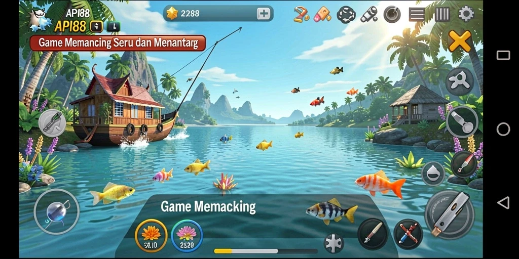 Tangkap ikan besar di lokasi memancing yang indah.