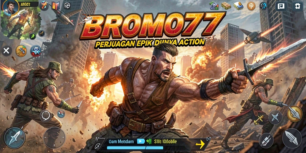 Tampilan seru dari gameplay BROMO77 di dalam aksi pertempuran.