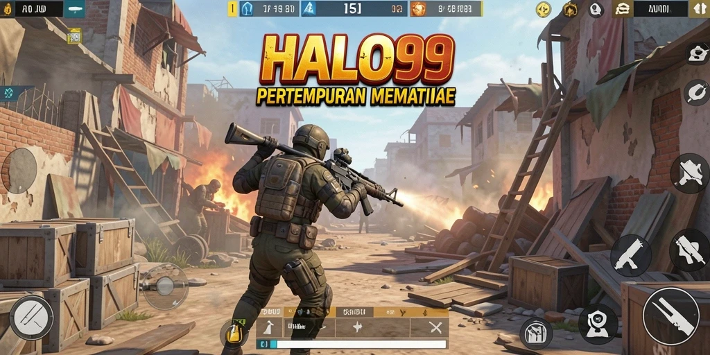 Tampilan gameplay seru di HALO99 saat bertarung di medan perang.
