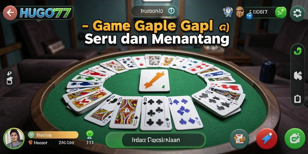 Tampilan gameplay seru dalam HUGO77 yang menampilkan sesi permainan Gaple.
