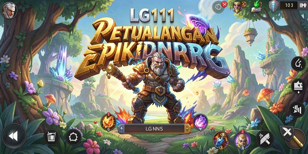 Tangkapan layar menunjukkan pertarungan epik dalam game RPG LG111.
