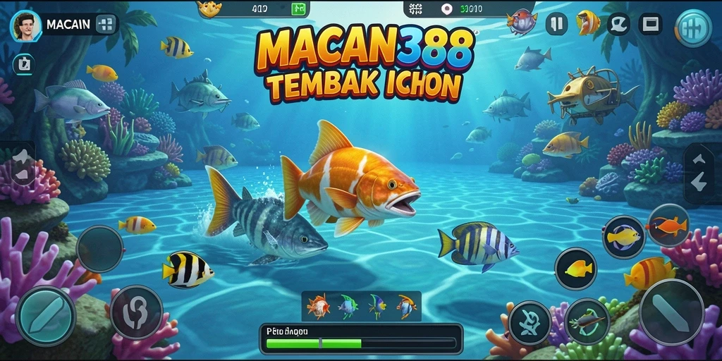 Tampilan gameplay seru dari MACAN388 saat menembak ikan.