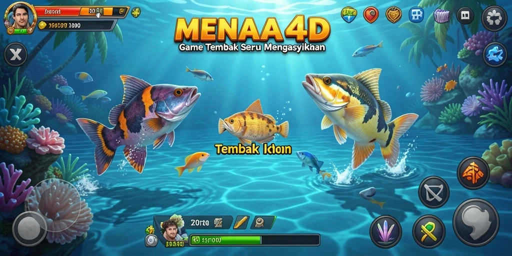 Screenshot gameplay MENARA4D yang menampilkan aksi Tembak Ikan yang seru.