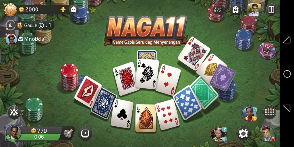 Tampilan gameplay NAGA11 dengan suasana permainan Gaple yang seru.