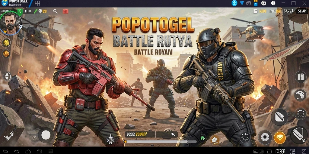 Tangkapan layar yang menampilkan aksi seru dalam game Battle Royale POPOTOGEL.