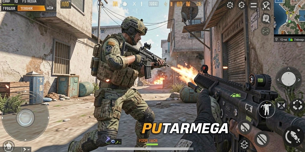 Tampilan aksi mendebarkan dari gameplay PUTARMEGA yang intens.