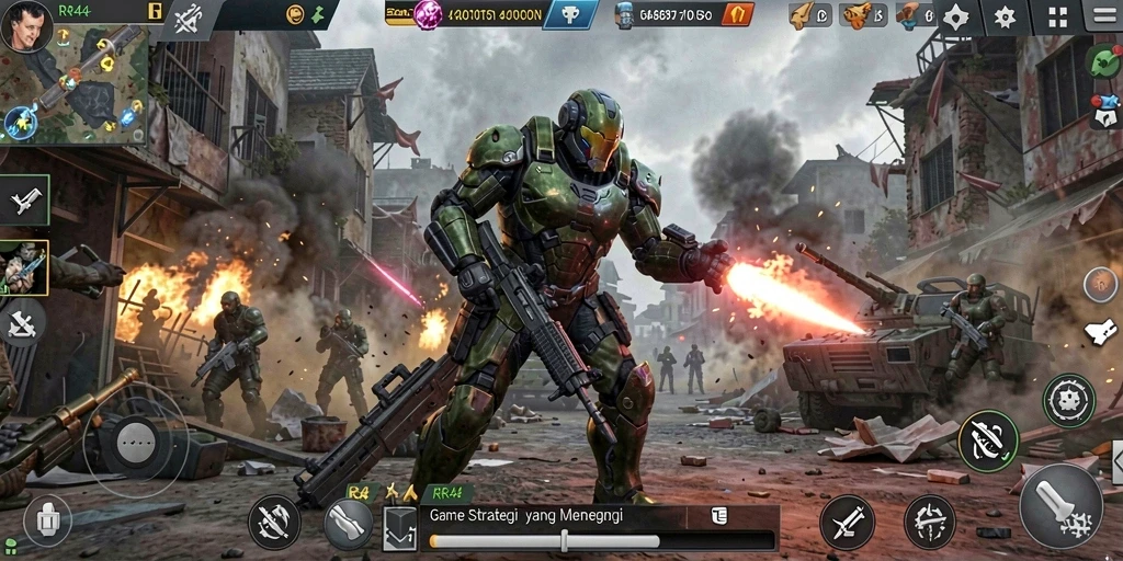 Screenshot gameplay RR44 menampilkan strategi pertempuran yang menarik.