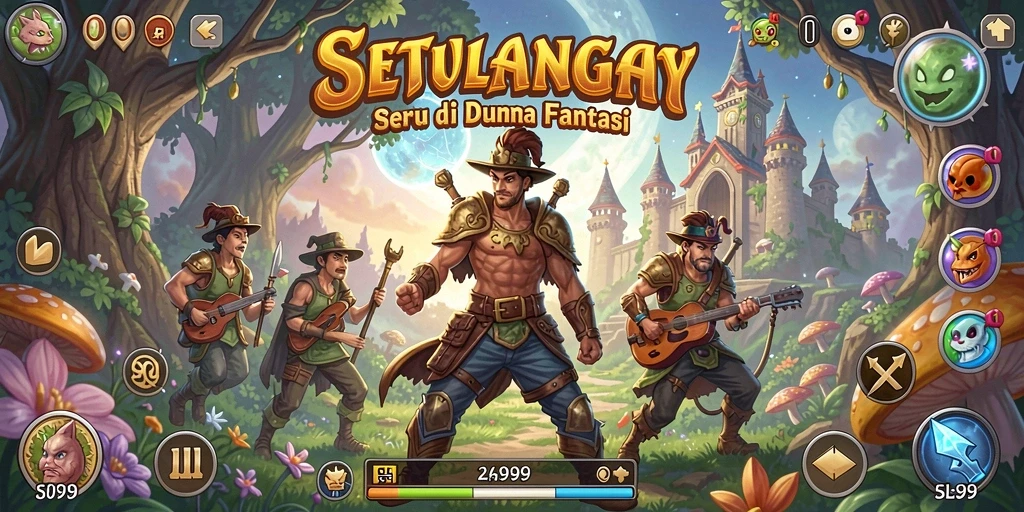 Tangkapan layar gameplay SL999 menampilkan dunia penuh petualangan.