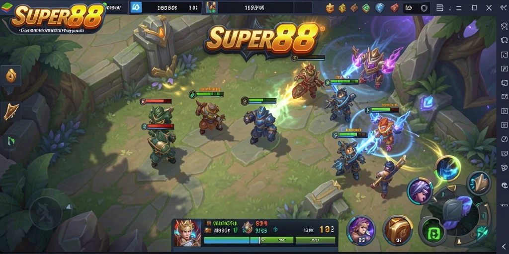 Screenshot menampilkan aksi seru dalam pertandingan MOBA SUPER88.