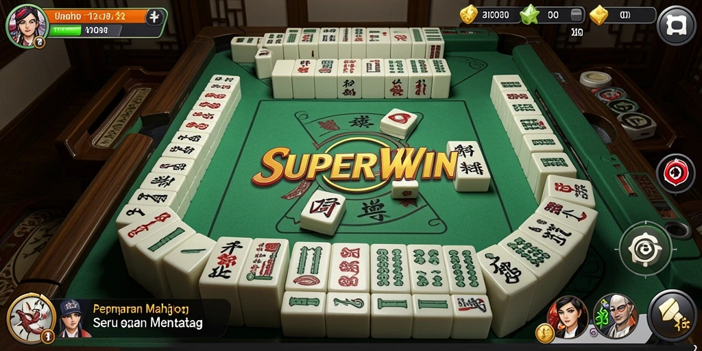 Screenshot utama SUPERWIN menampilkan gameplay Mahjong yang menantang dan menyenangkan.
